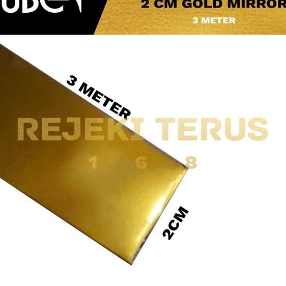 Plat Lurus 2 Cm Stainless Steel Gold / List Lis Strip 20 Mm Emas Kilap