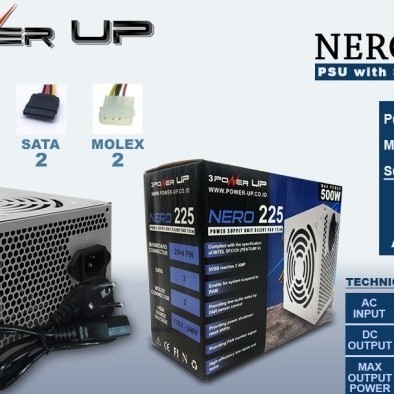 POWER SUPPLY 500WATT POWER UP NERO 225 POWER SUPPLY PC