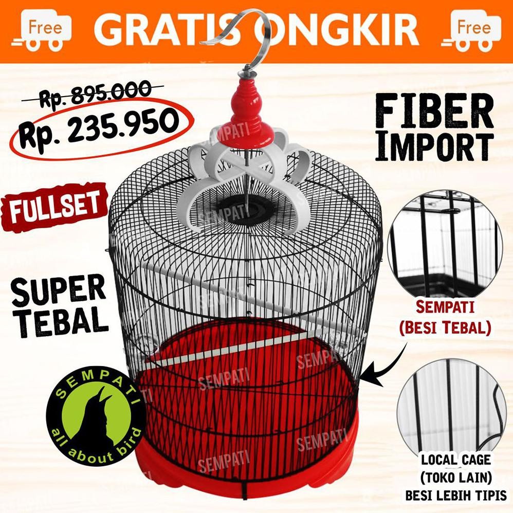 Sangkar Murai Import Jumbo Kandang Burung Murai Jalak Kacer Cucak Hijau Import Besi Tebal Fullset Di