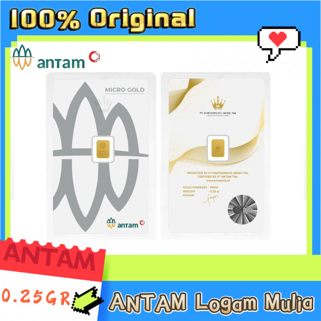 Micro Gold Antam 0.25 Gram Emas HARTADINATA Premium&Gift Series Logam Mulia (LM) kombinasi