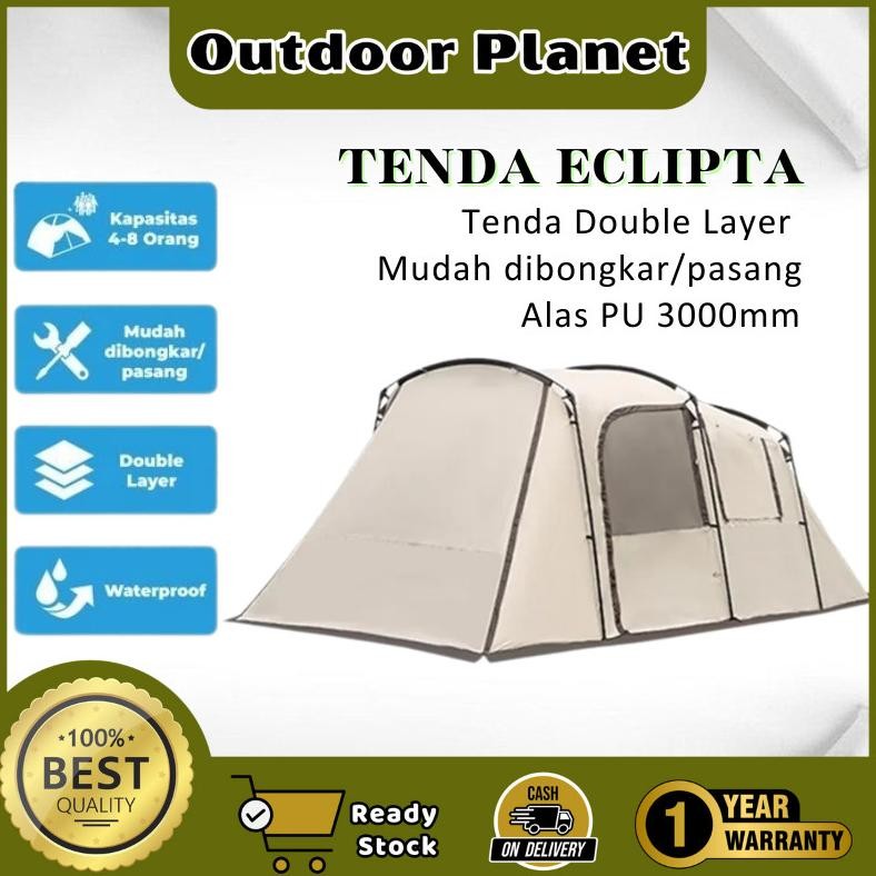 Kall Outdoor Planet (Garansi 1 Tahun)Tenda Camping Landwolf Eclipta Kapasitas 4-8 Orang Tunnel 4P Do