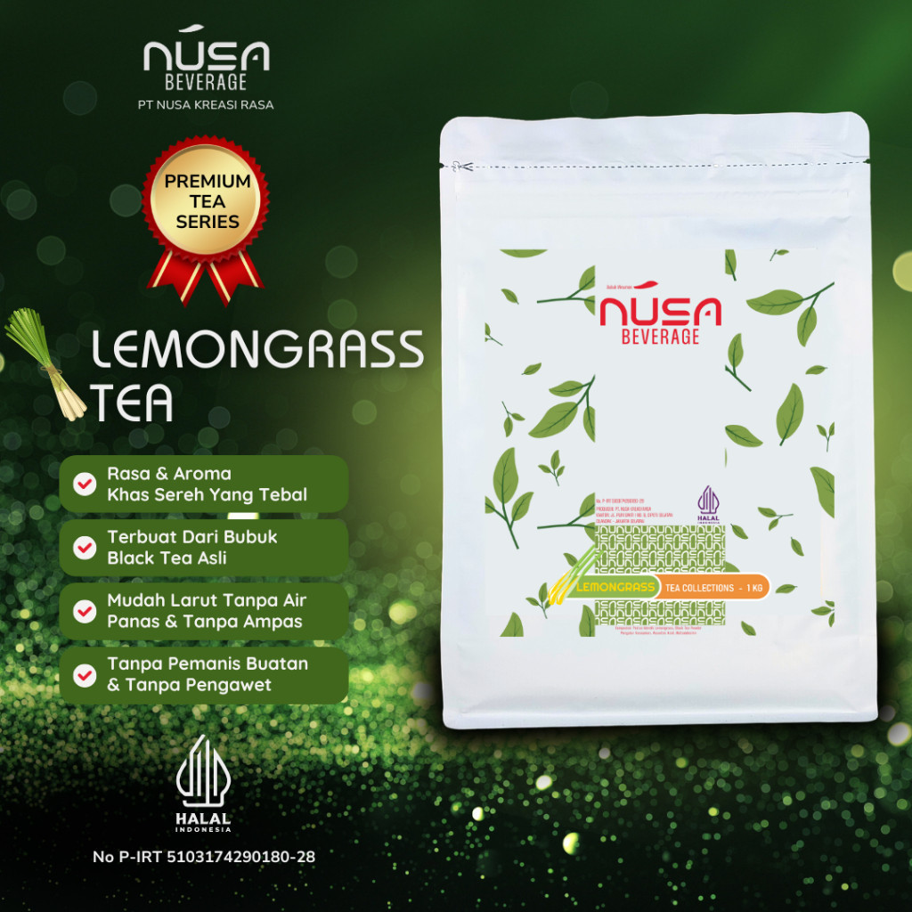 

NUSA BEVERAGE Lemongrass Tea Premix Powder 1Kg Untuk Bisnis Franchise & Bazar & Cloud Kitchen