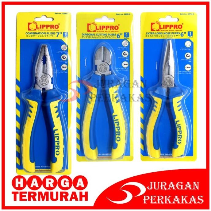 Paket 3 Set Lippro Tang Potong Tang Lancip Tang Kombinasi Pliers Original Dan Terpercaya