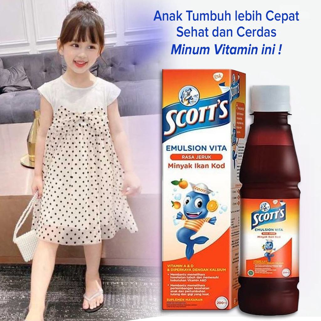 Best Seller Obat Vitamin Peninggi badan Pertumbuhan Anak AMPUH murah ~ Scott emulsion syrup 200ml ~ 
