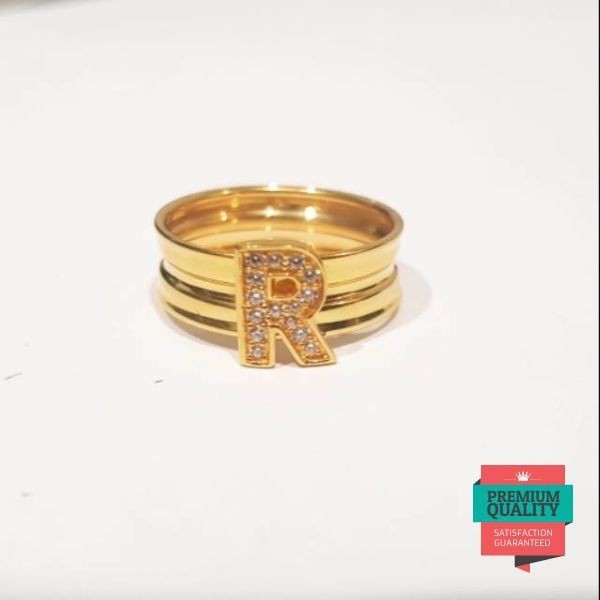 Grosir terbaru...cincin huruf r cincin nagita kadar 875 cincin kekinian Keren