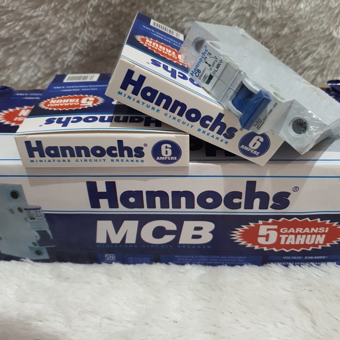 TERMURAH - mcb stut skring listrik 6 ampere Hannochs 1phase on off listrik