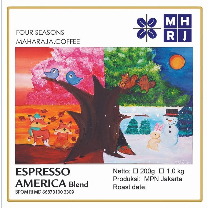 

Kopi Espresso roast America Blend Full Arabica Maharaja Coffee 1kg
