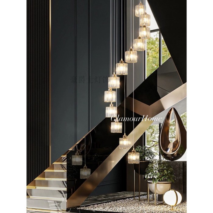 Lampu Gantung Void Tangga Minimalis Kristal / Lampu Gantung Kristal Tangga