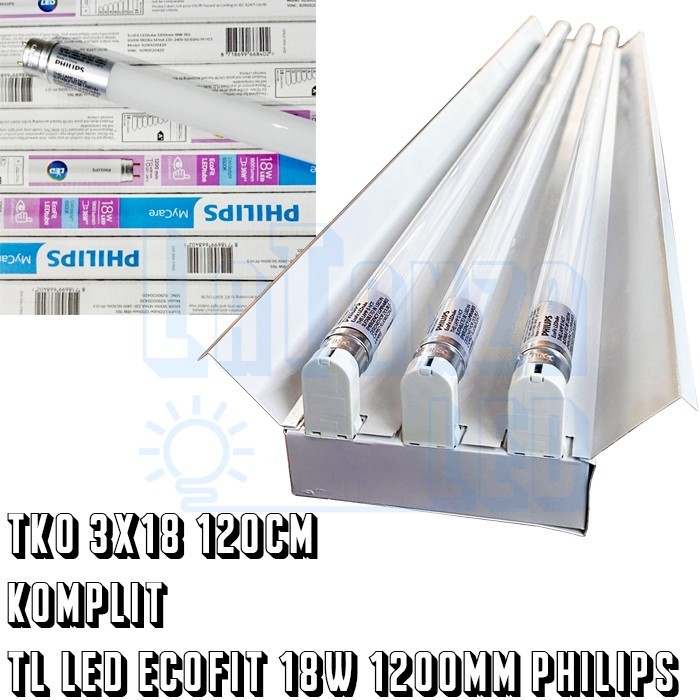 Kap Lampu TKO LED 3x18 120cm kap TKO TL 3x18 Philips Komplit