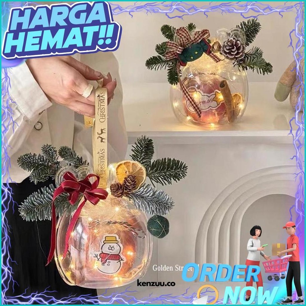 

Kotak Hampers Natal Bola Transparan Rusa Dome Cookies Christmas Box Mika Kilat