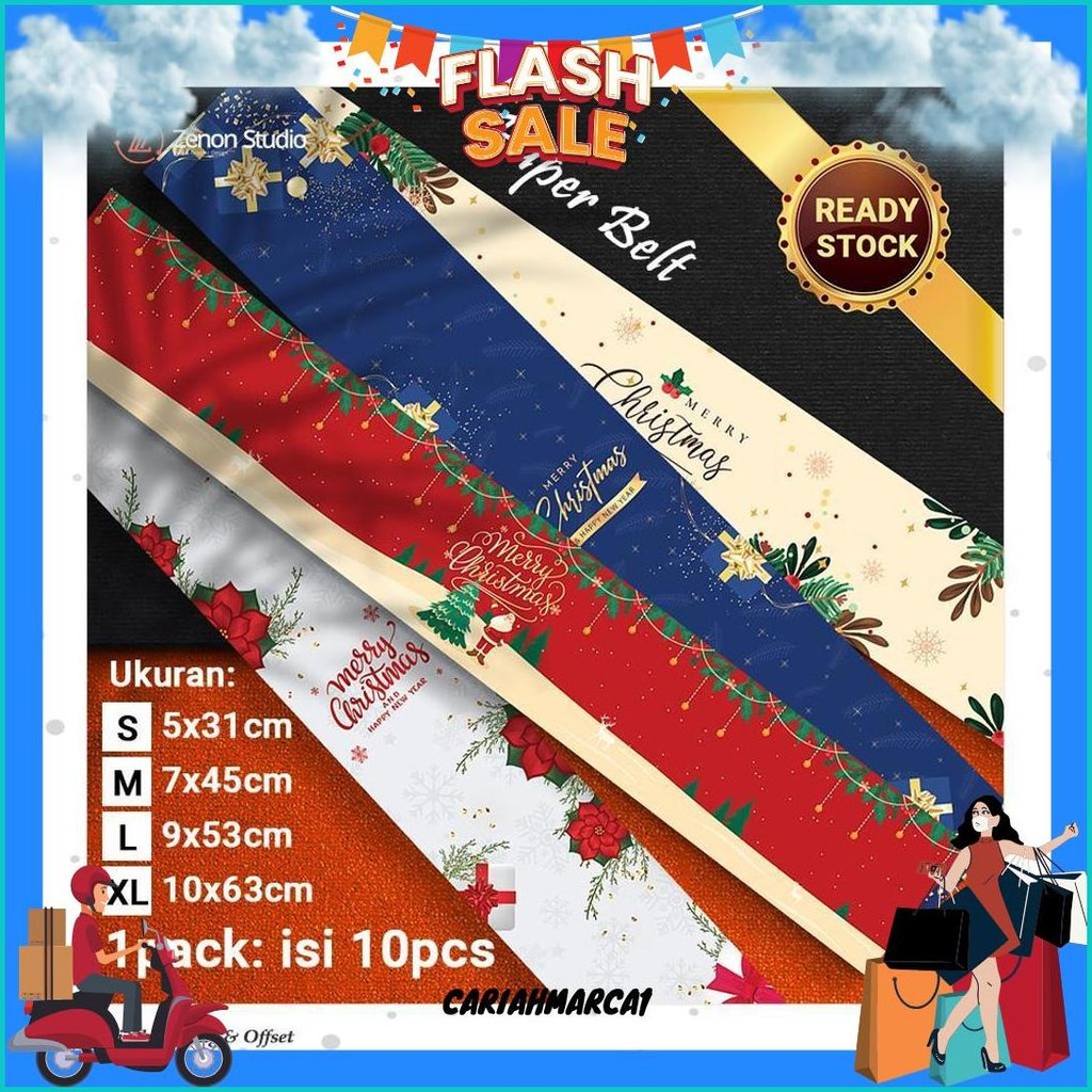 

[10Pcs] Paper Belt Natal Christmas Roll Label Xmas Kado Hadiah Ver2 Cod