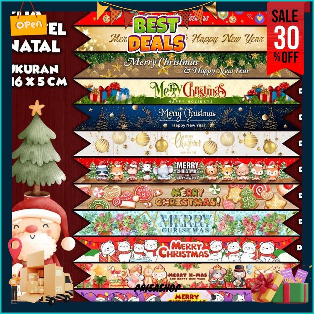 

Label Parcel / Pita Parcel / Paper Belt Selamat Natal Dan Tahun Baru - Merry Christmas And Happy New Year Sale