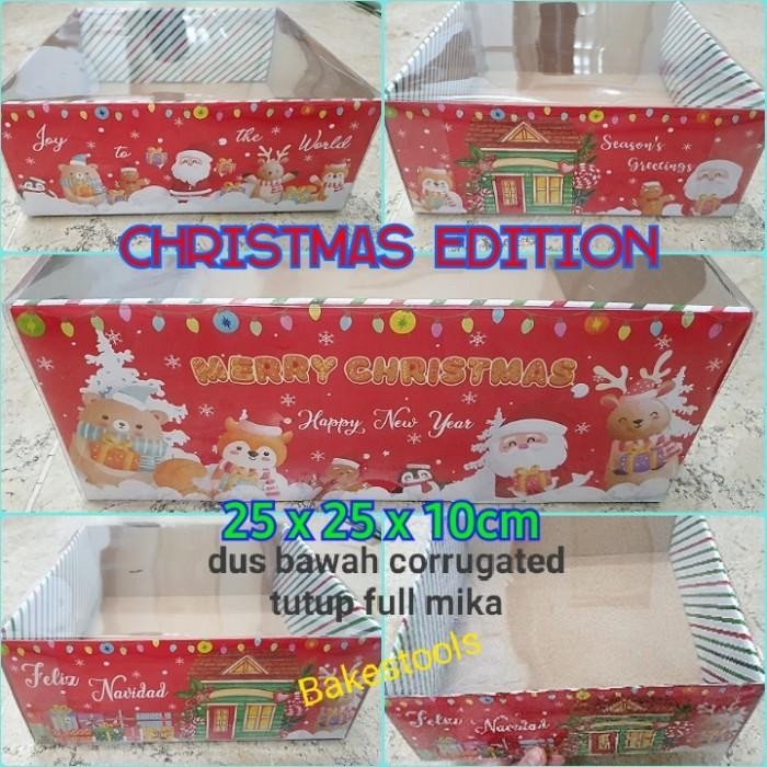 Dus Natal Tutup Mika 25X25X10 Cm, Isi 10 Pcs