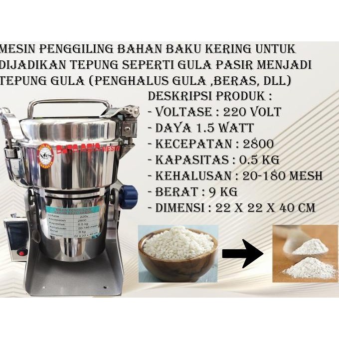 MESIN PENEPUNG U/ GILING BAHAN BAKU TEPUNG (PENGHALUS GULA,BERAS)