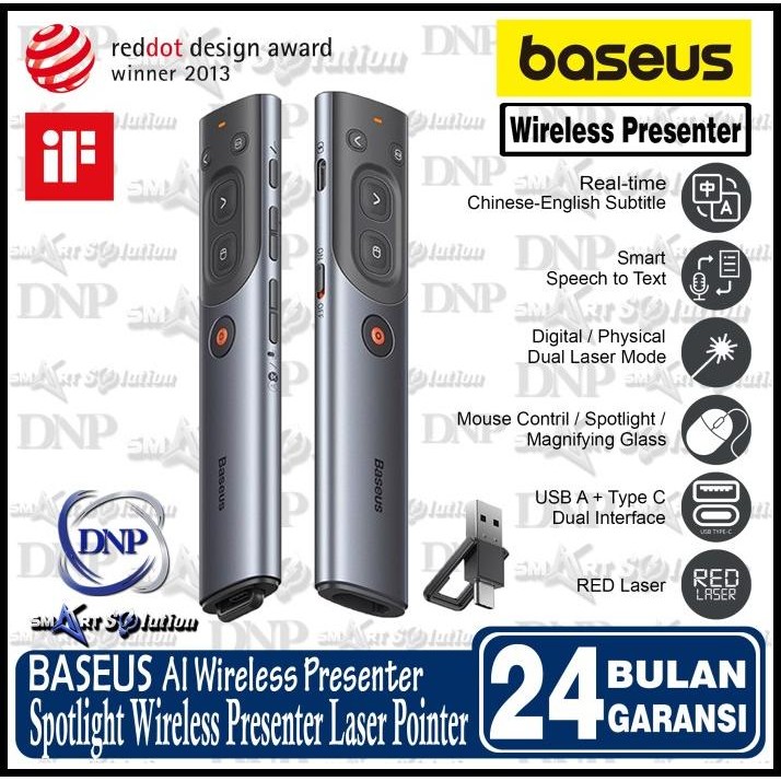 Baseus Spotlight Wireless Presenter Laser Pointer Ai Mouse Remote