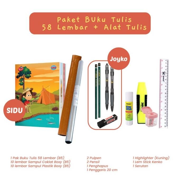 

TERMURAH - Paket Lengkap Buku Tulis 58 Lembar Alat Tulis Kantor Sampul Plstk Cklt