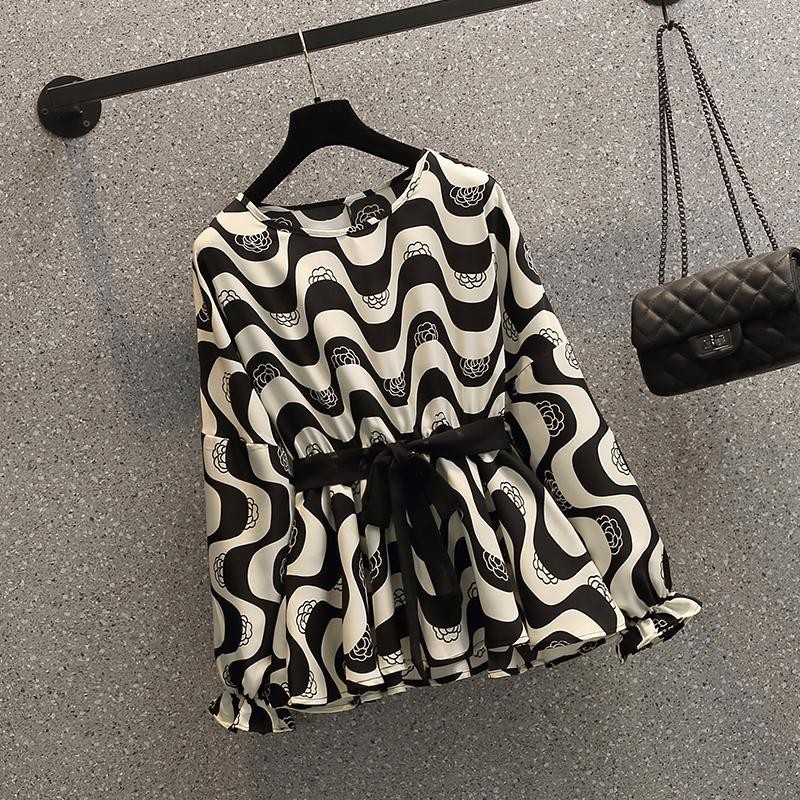 Vintage Printed Chiffon Shirt Waist-Tight Design