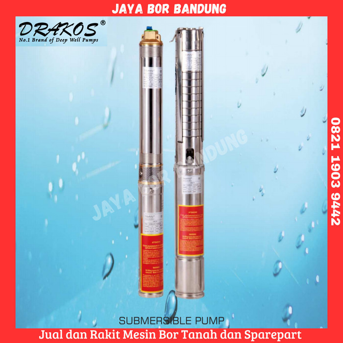 Mesin Pompa Air Submer Sible DRAKOS 0.75HP 550 Watt 3" - Water Pump - Pompa Satelite Drakos - Sudah