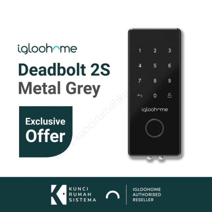 (NEW) Igloohome Smart Deadbolt 2S Metal Grey - Smart Lock