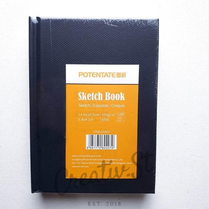 

TERMURAH - Potentate Hardcover Black Sketchbook A6 110 Sheets 100gsm 14.8cm x 10.
