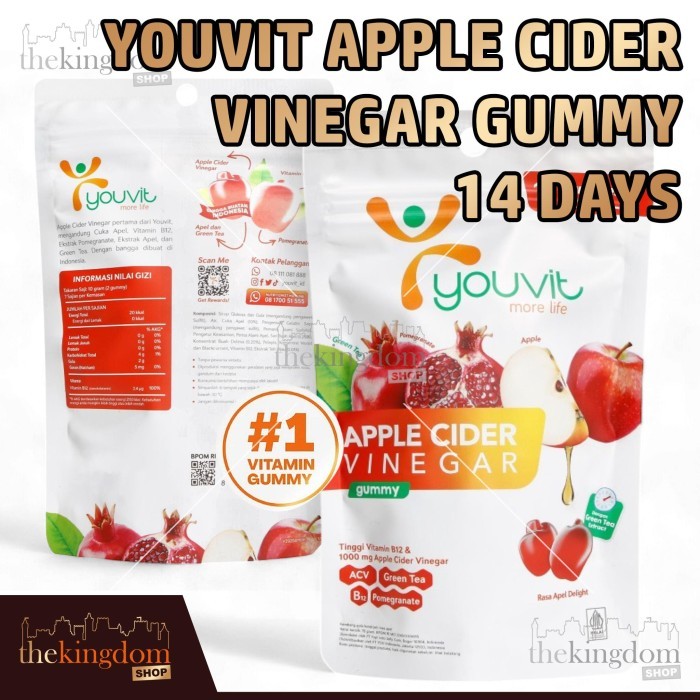 

HARGA DISKON Youvit Apple Cider Vinegar Gummy 14 Days Vit B12 Ekstrak Greentea Multivitamin Organic