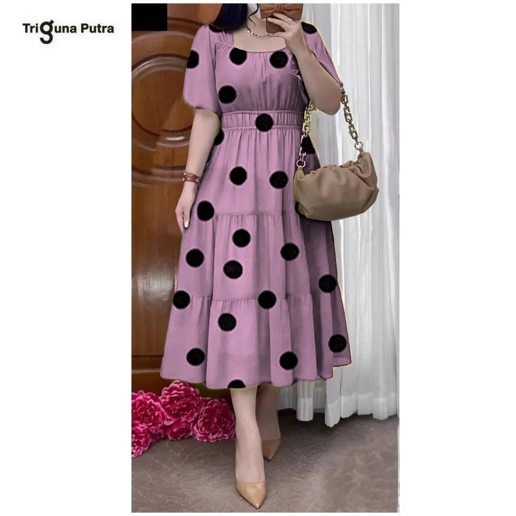 Dress Wanita Dewasa Dreas Brukat Wedding Elegan Mewah Selutut Baju Brokat Seragam Brismed Maxydres M