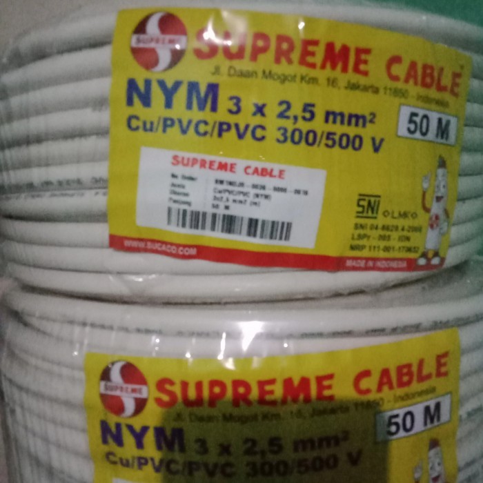 TERBARU - KABEL NYM 3X2,5MM SUPREME 50M/KABEL SUPREME NYM 3X2.5MM 50 METERAN