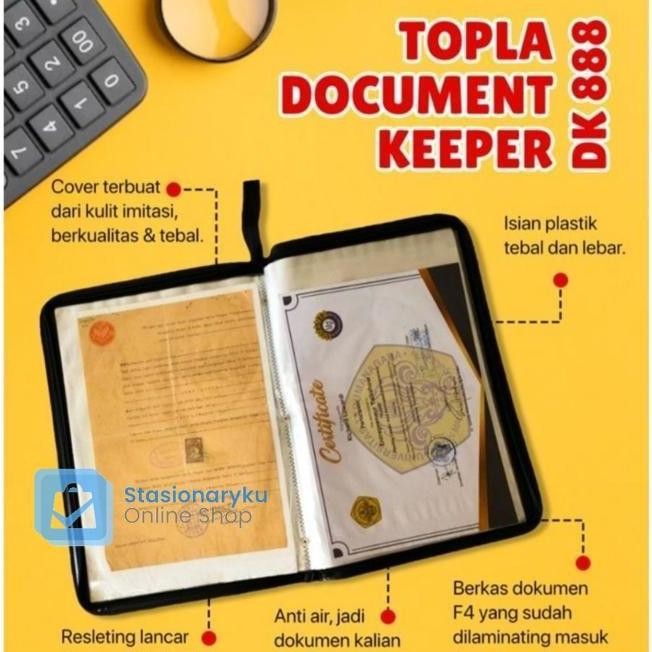 

BARU, TOPLA MAP DOKUMEN KEEPER IJAZAH RESLETING F4 FOLIO KULIT 20 TAS