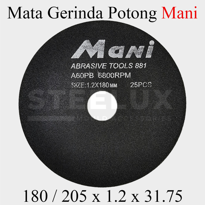 Batu Gerinda Potong 180 x 1.2 x 31.75 / 205 x 1.2 x 31.75 mm #60 Mani 7" 8" Inch In Inci 180mm 200mm