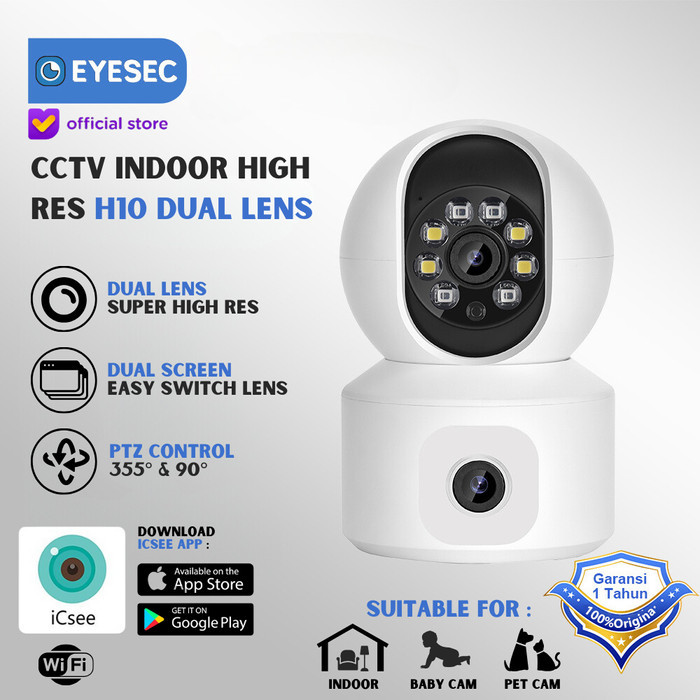 CCTV Indoor EYESEC Dual Lens 4MP PTZ Icsee CCTV wifi dual lensa