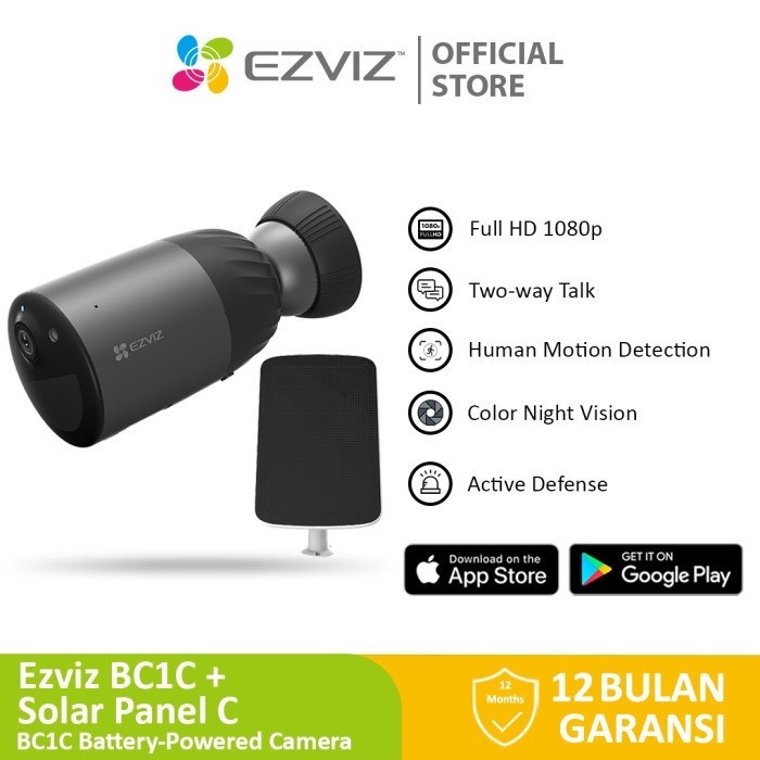 Ezviz BC1C CCTV Battery Powered Camera + Solar Panel Charging Panel C
