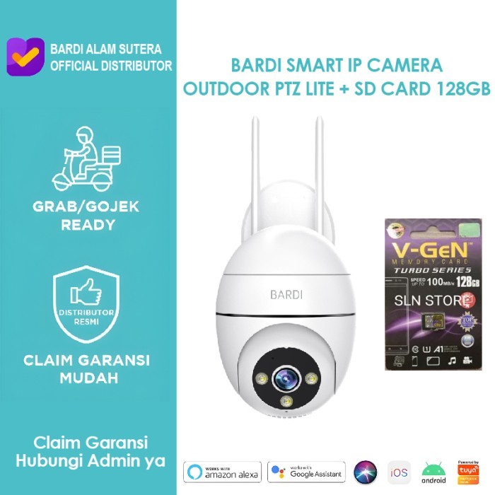 Bardi Smart IP Camera CCTV Outdoor PTZ Lite + Memory Card 128GB