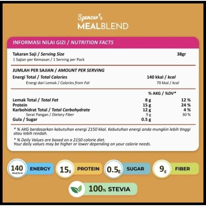 

Spencer'S Mealblend Makanan Diet Rendah Kalori Solusi Langsing / Meal Replacement Solution
