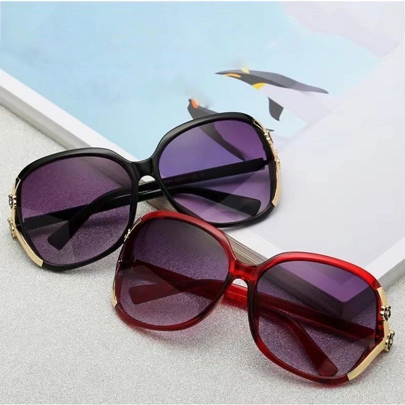 Kacamata Hitam Pria Wanita Varian Warna Hitam Coklat Merah Ungu Bingkai Flower Bunga Sunglasses New