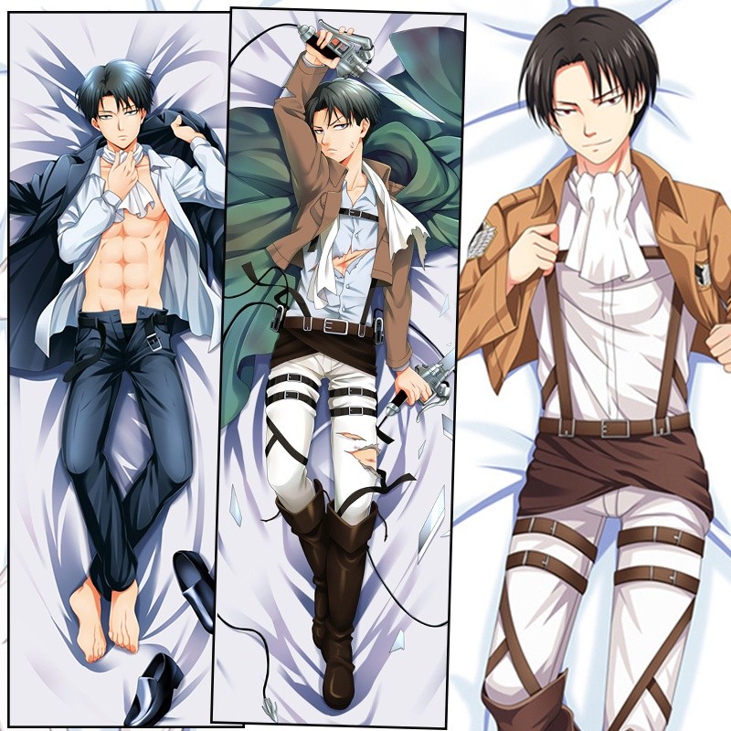 Anime Attack on Titan Dakimakura Levi Ackerman Cosplay Karakter Sarung Bantal Tubuh Peluk Bantal Ota