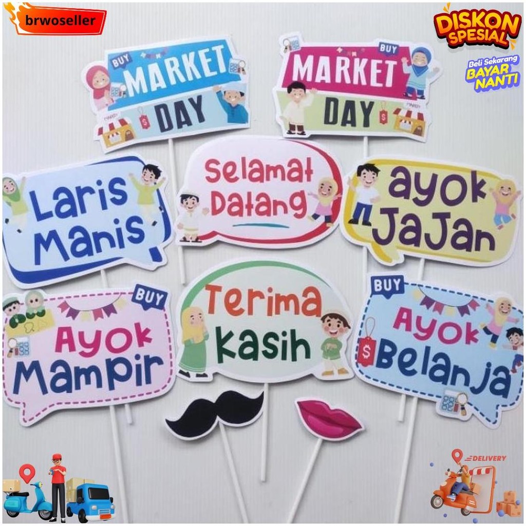 Market Day Props Dan Bunting Flag Properti Foto Acc Market Day Dekorasi Photobooth D Best Seller