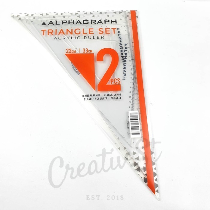 

Sale Penggaris Alphagraph Triangle Set Acrylic Ruler 22 Cm / 33Cm 2 Pcs