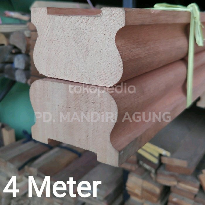 Terbaru Rt-01K / Rt-01B Railing Tangga Kayu Kamper & Meranti Oven Handrail