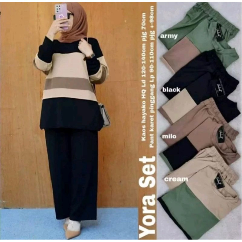 Setcel Wanita Stlan Terbaru 2025 Oneset Lebaran Remaja Prmpuan 1Set Celana Stelan Kaos Wanset Korean