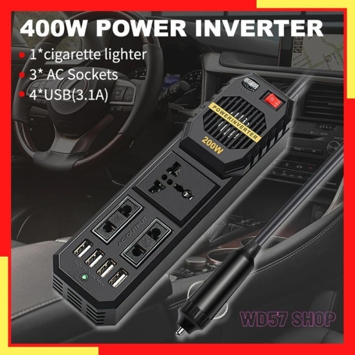 Colokan Charger USB Mobil HP Leptop Car Power Inverter Fast Charger