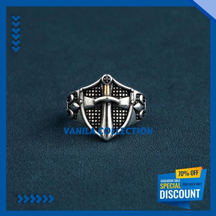CINCIN CROSS RETRO PRIA WANITA TITANIUM PUNK CINCIN KUDA PERANG CINCIN SILVER THANKSINSOMNIA FAVORIT