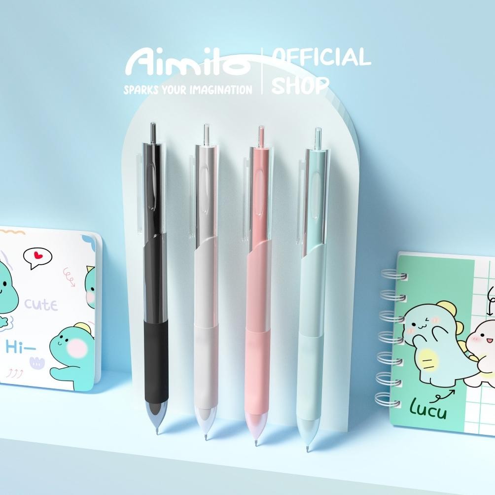 

[READY] Aimilo Gel Pen Pulpen Gel Retractable 4 Warna 0.5mm 1 PCS