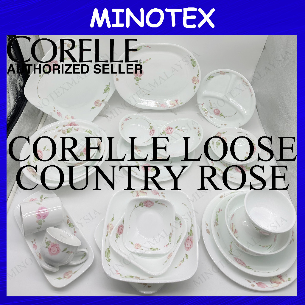 Corelle Loose Country Rose (Piring Terbagi/Mangkuk Makanan Penutup/Piring Sup/Mangkuk Saji) Pinggan 