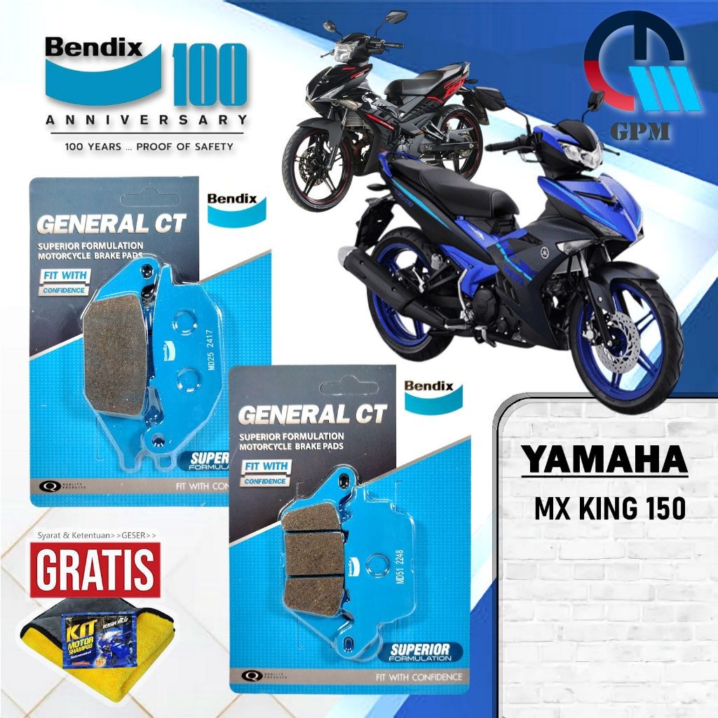Kampas rem MX KING 150 NEW dan MX KING 150 OLD Yamaha Bendix Kampas rem Depan dan Belakang