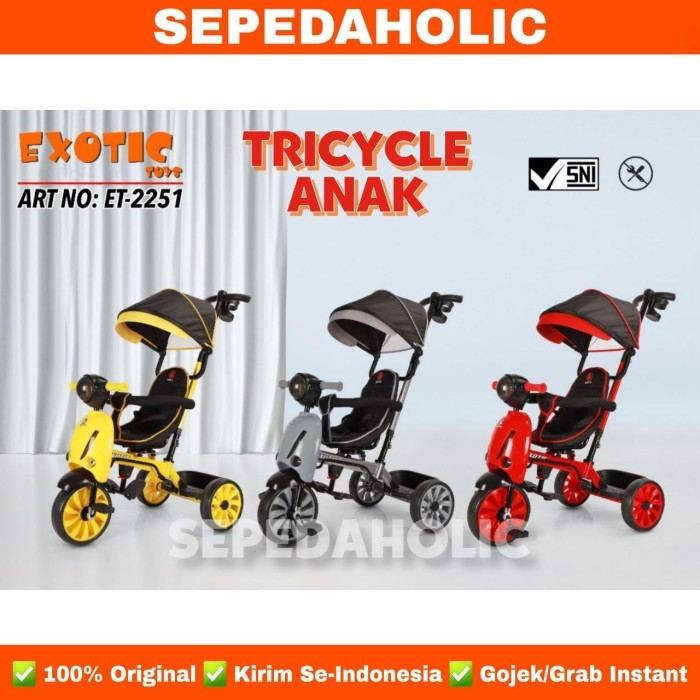 (New) Sepeda Roda Tiga 3 Exotic Et 2251 Model Motor Tricycle Stroller Anak