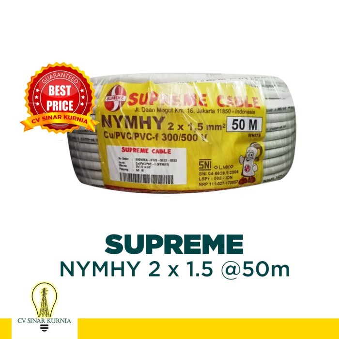 Kabel Listrik NYMHY 2x1.5 mm 2x1,5 SUPREME SUPREME Kabel NYMHY 50M