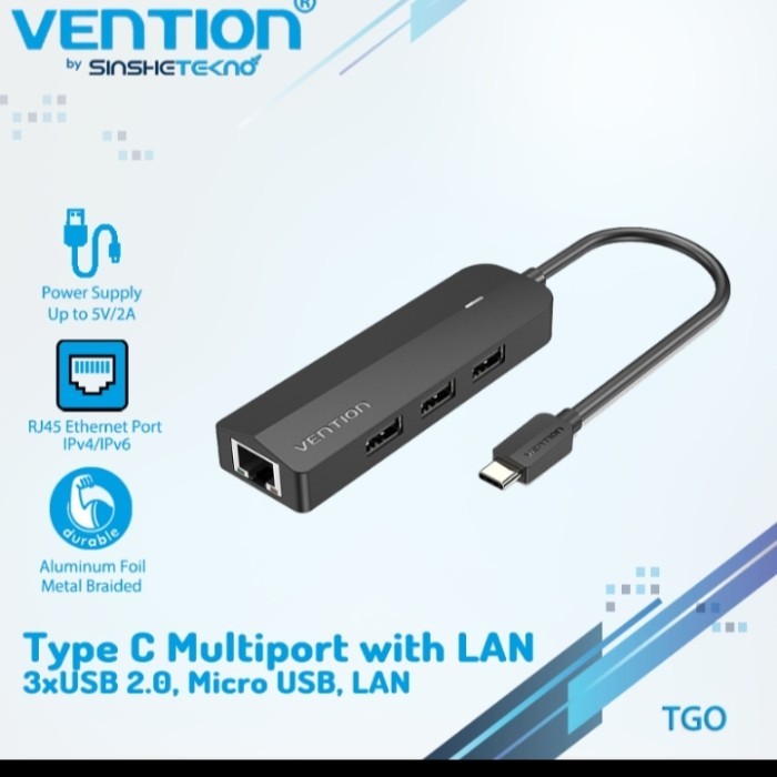 USB type c to LAN + usb hub + micro USB VENTION