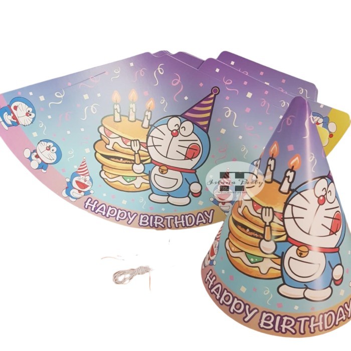 TERBARU - topi ulang tahun kerucut / topi pesta karakter Doraemon