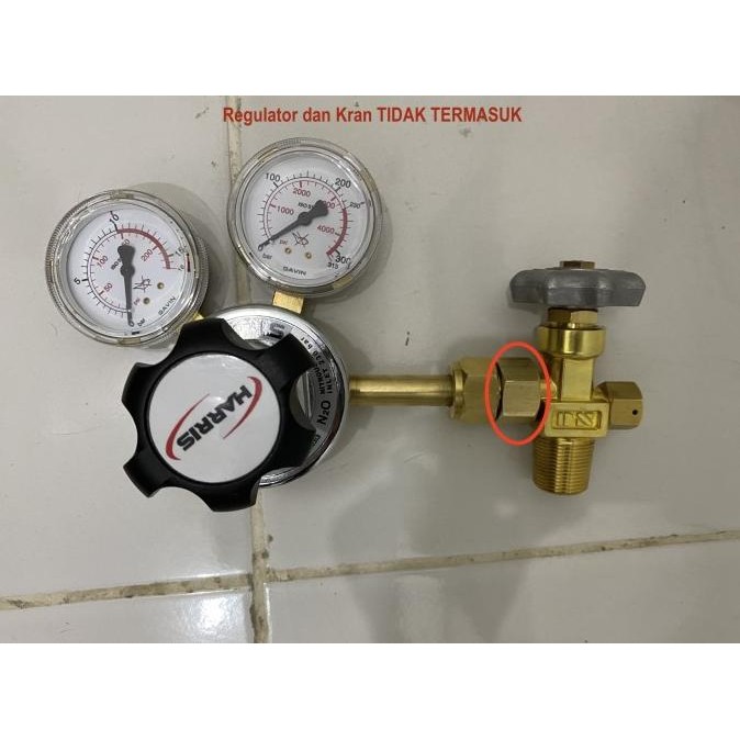 Nepel Adaptor Untuk Kran Co2/N2O Drat Kecil Ke Drat Luar 5/8  Ready