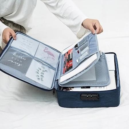 

TAS DOKUMEN TRAVEL BAG DOCUMENT STORAGE BOX DENGAN PASSWORD ANTI AIR